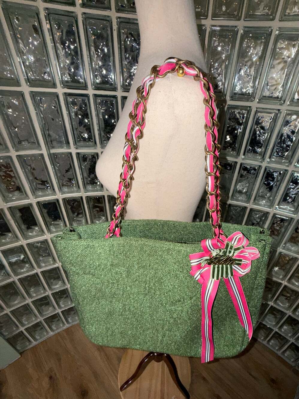 Goldie - Limited Edition - Green Tweed Handbag Tote Shoulder Bag